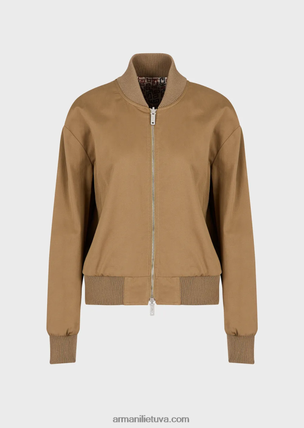 moterysArmani tvarios kolekcijos organinė ruoželinė apverčiama bomber striukė 02482X252