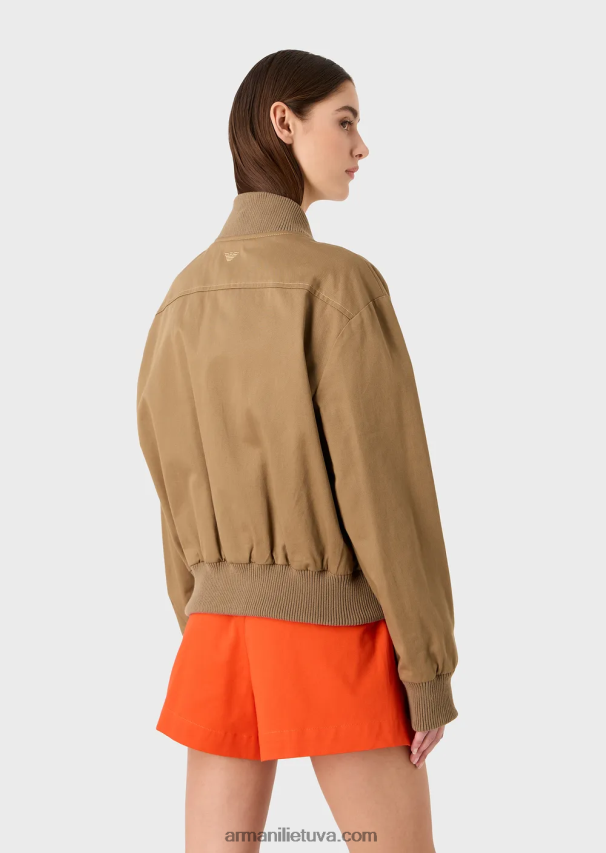 moterysArmani tvarios kolekcijos organinė ruoželinė apverčiama bomber striukė 02482X252