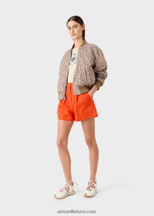 moterysArmani tvarios kolekcijos organinė ruoželinė apverčiama bomber striukė 02482X252