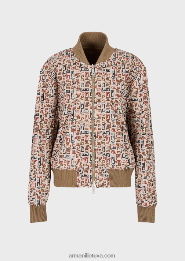 moterysArmani tvarios kolekcijos organinė ruoželinė apverčiama bomber striukė 02482X252