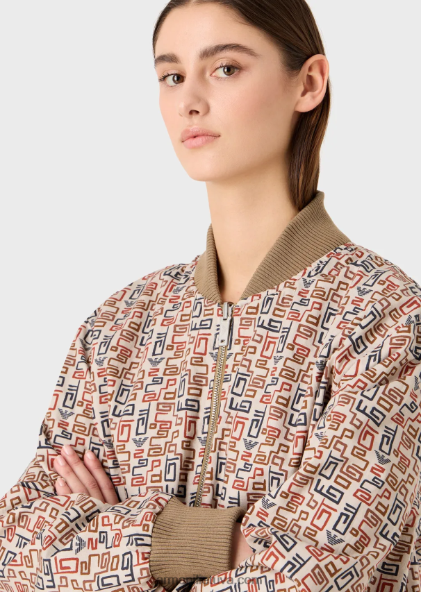 moterysArmani tvarios kolekcijos organinė ruoželinė apverčiama bomber striukė 02482X252