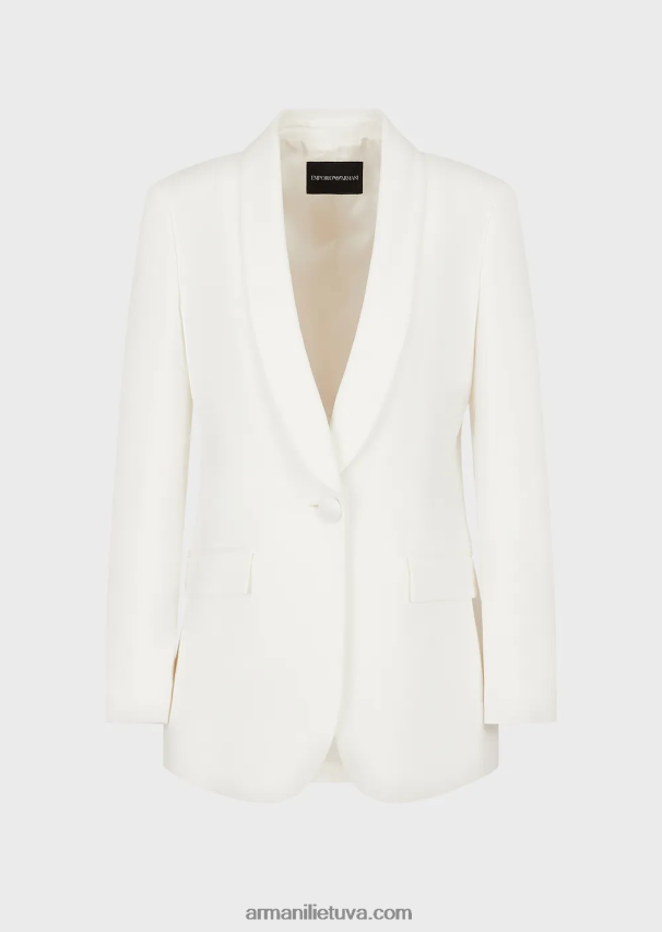 moterys baltas Armani envers-satino skara-apykaklės striukė 02482X415