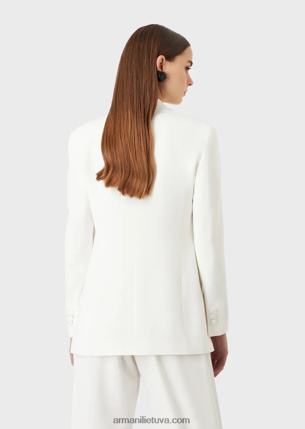moterys baltas Armani envers-satino skara-apykaklės striukė 02482X415