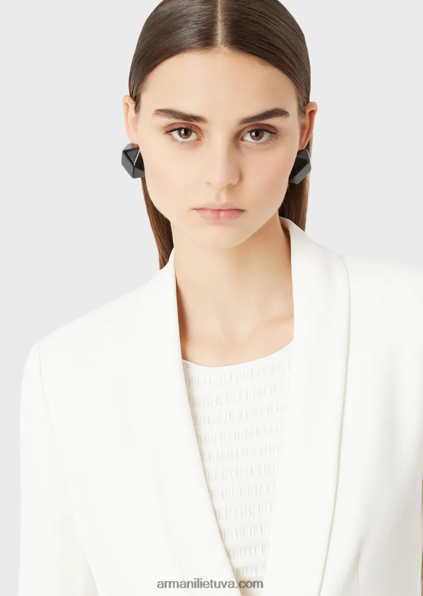 moterys baltas Armani envers-satino skara-apykaklės striukė 02482X415