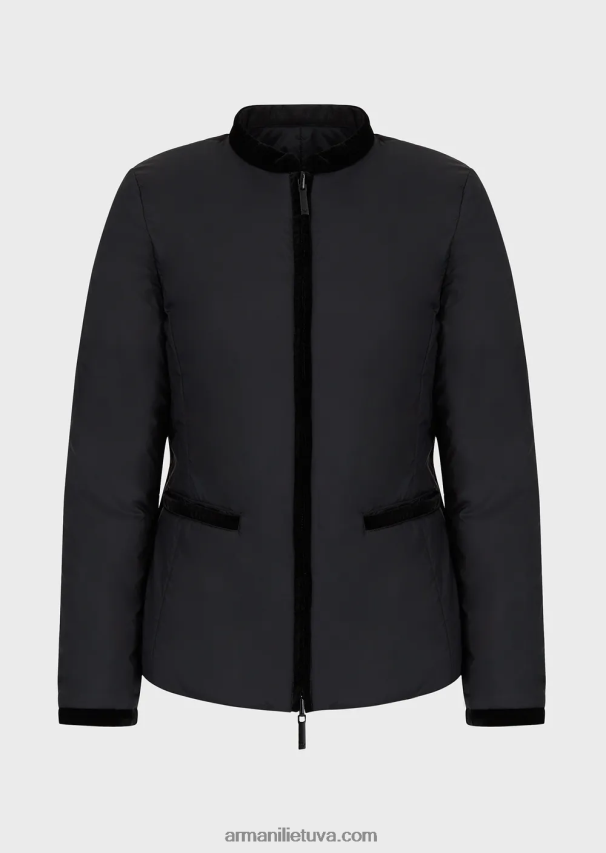 moterys juodas Armani Nailono apverčiama striukė su guru apykakle 02482X247