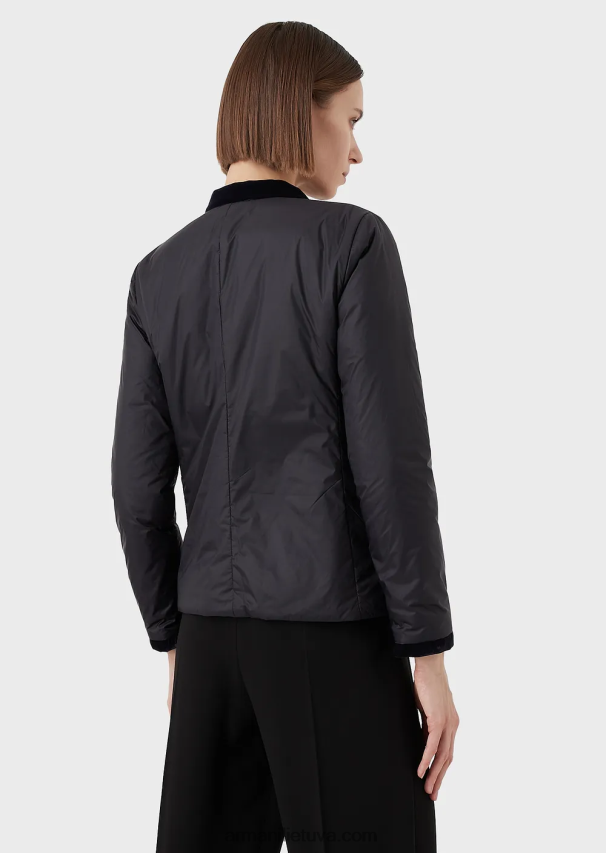 moterys juodas Armani Nailono apverčiama striukė su guru apykakle 02482X247