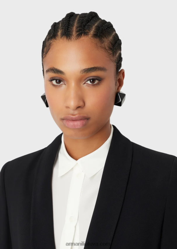 moterys juodas Armani envers-satino skara-apykaklės striukė 02482X414