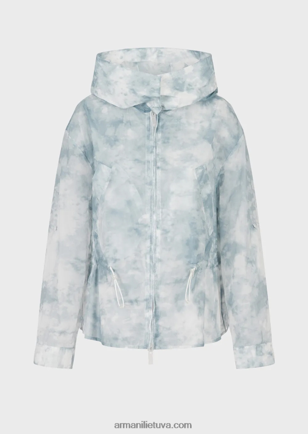 moterys modelis Armani palaidinė su gobtuvu iš dangaus efekto gradiento rašto nailono 02482X241