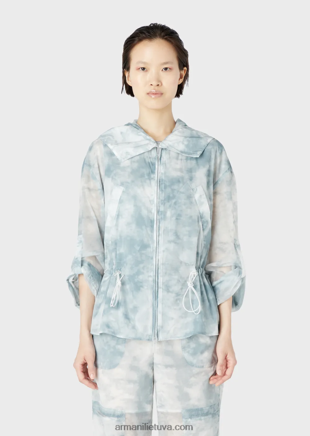 moterys modelis Armani palaidinė su gobtuvu iš dangaus efekto gradiento rašto nailono 02482X241