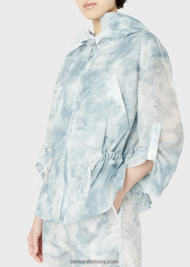 moterys modelis Armani palaidinė su gobtuvu iš dangaus efekto gradiento rašto nailono 02482X241