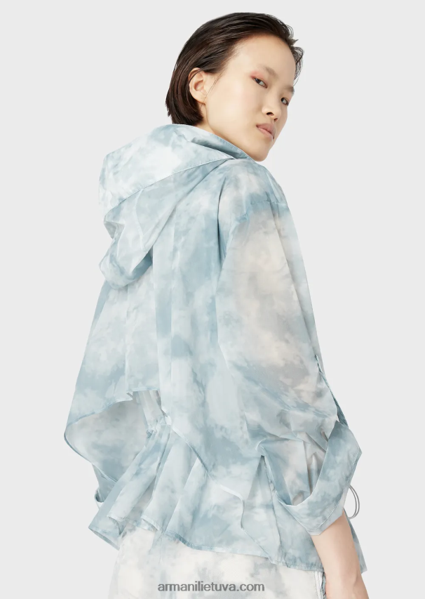 moterys modelis Armani palaidinė su gobtuvu iš dangaus efekto gradiento rašto nailono 02482X241