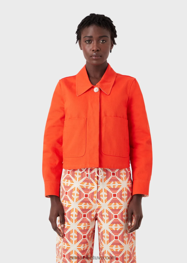 moterys oranžinė Armani tvarios kolekcijos ekologiška bulių karpyta palaidinė 02482X251