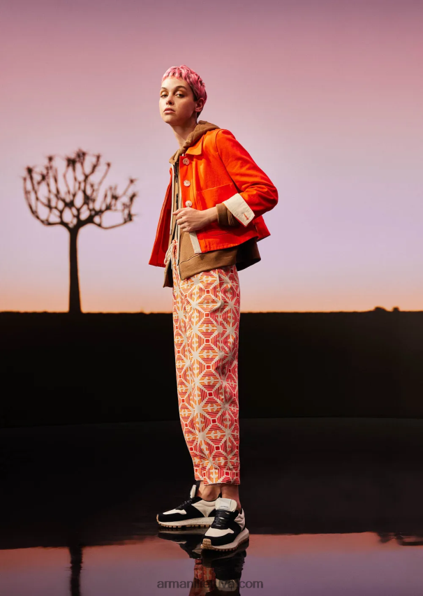 moterys oranžinė Armani tvarios kolekcijos ekologiška bulių karpyta palaidinė 02482X251