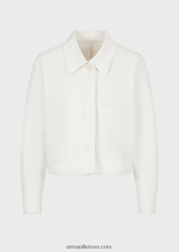 moterys pieno baltumo Armani tvarios kolekcijos ekologiška bulių karpyta palaidinė 02482X250