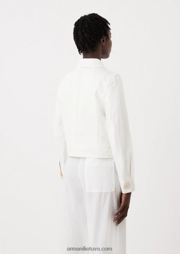 moterys pieno baltumo Armani tvarios kolekcijos ekologiška bulių karpyta palaidinė 02482X250