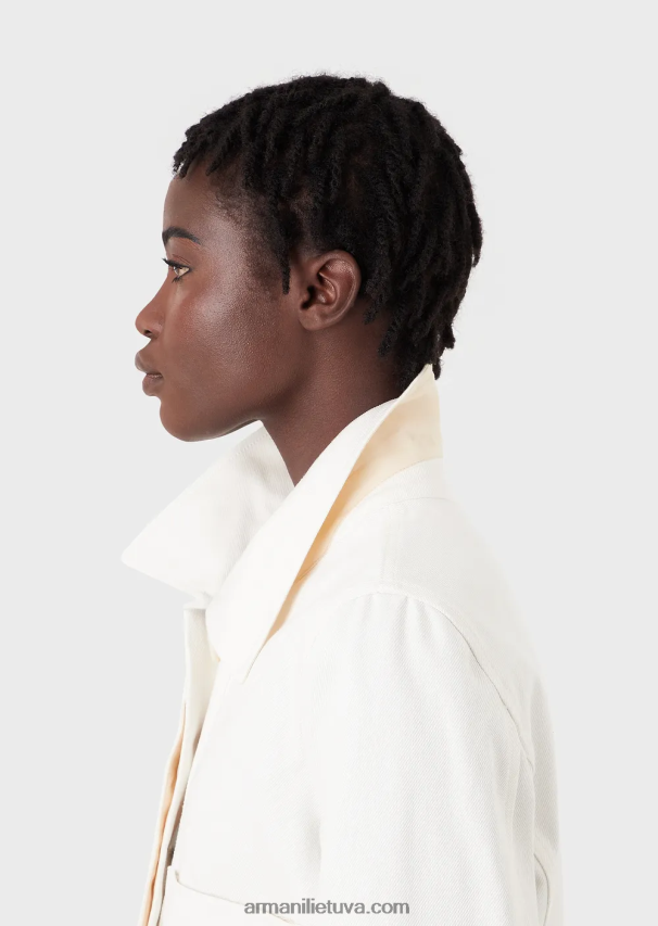 moterys pieno baltumo Armani tvarios kolekcijos ekologiška bulių karpyta palaidinė 02482X250