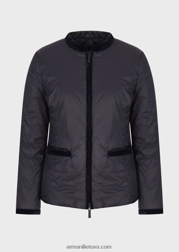 moterys tamsiai mėlyna Armani Nailono apverčiama striukė su guru apykakle 02482X246