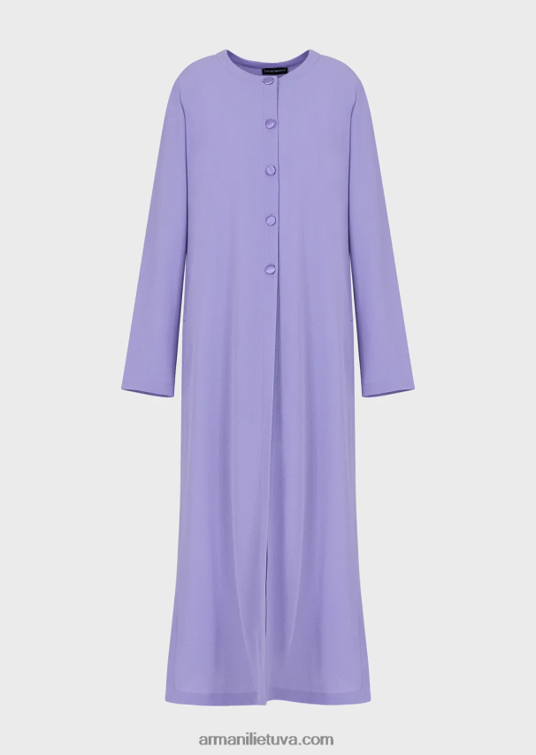 moterys violetinė Armani granito audinio paltas su sagomis ir šoniniais skeltukais 02482X244