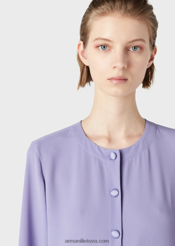 moterys violetinė Armani granito audinio paltas su sagomis ir šoniniais skeltukais 02482X244