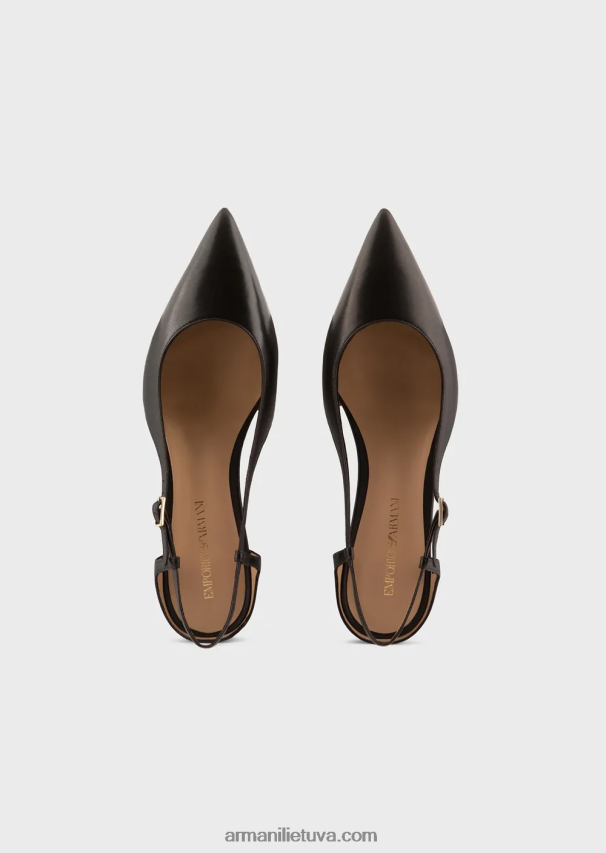 moterys juodas Armani nappa odos slingback balerinos su smailiu pirštu 02482X496