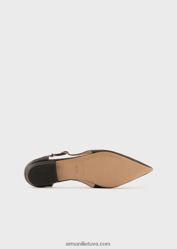 moterys juodas Armani nappa odos slingback balerinos su smailiu pirštu 02482X496