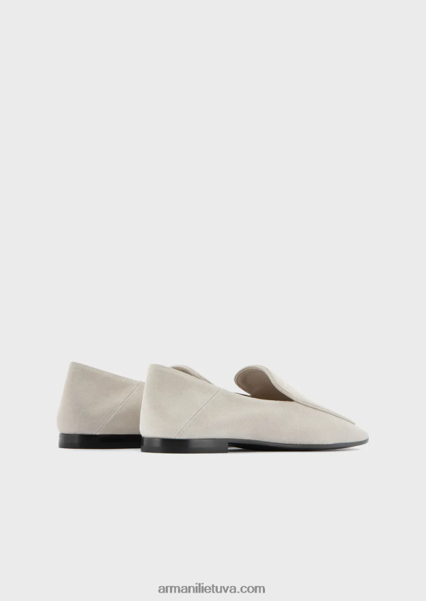 moterys smėlio spalvos Armani ikoniniai veliūriniai odiniai bateliai 02482X499