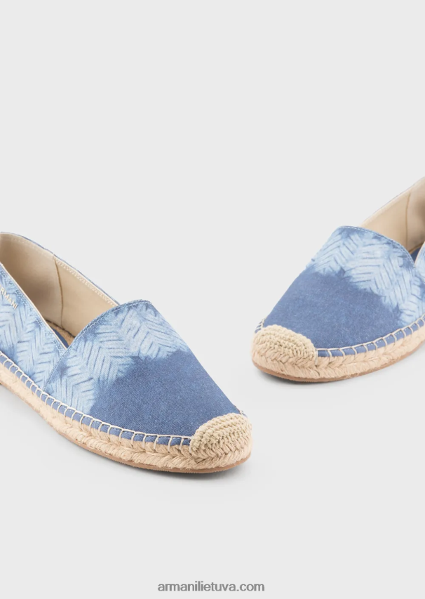 moterys žydros spalvos Armani spausdintos drobės espadrilės 02482X540