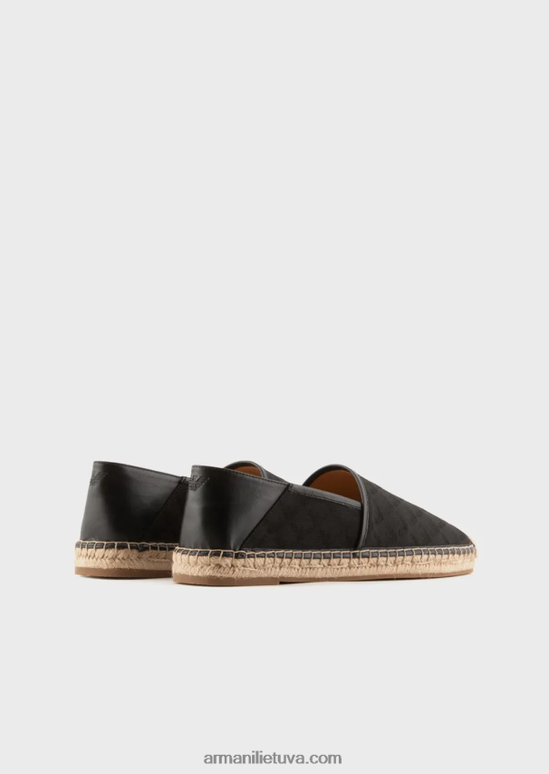 vyrų juodas Armani medžiaginės espadrilės su žakardo ereliu 02482X1850