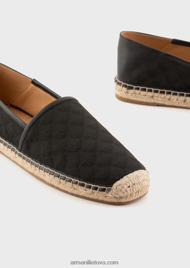 vyrų juodas Armani medžiaginės espadrilės su žakardo ereliu 02482X1850