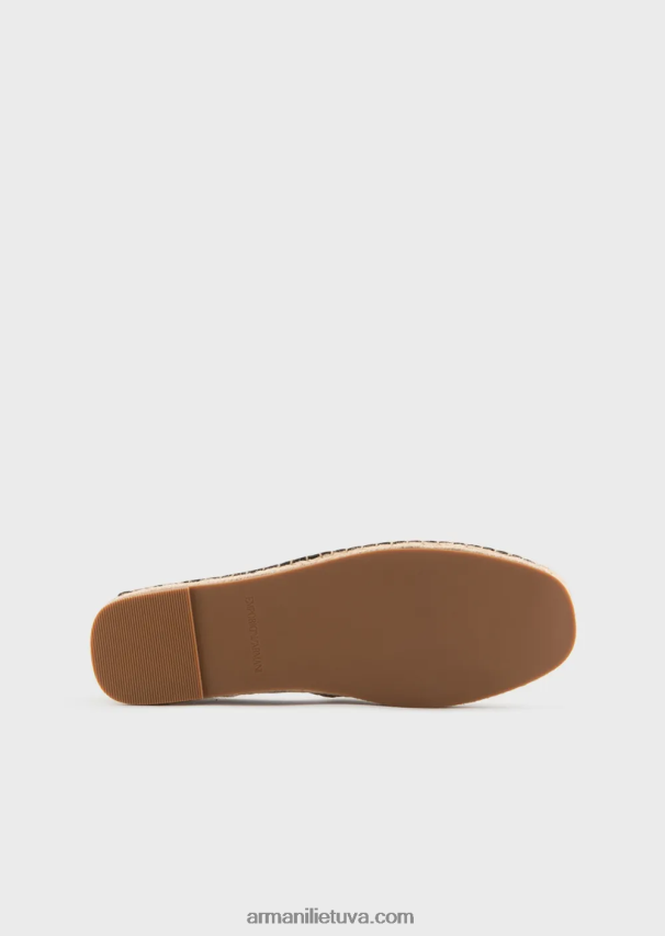 vyrų juodas Armani odinės espadrilės su logotipu išsiuvinėtos 02482X1852