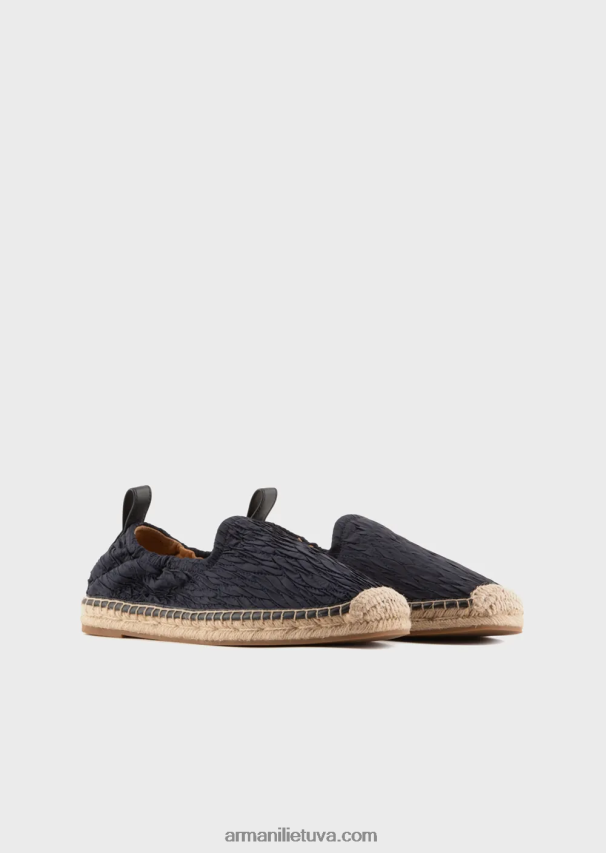 vyrų tamsiai mėlyna Armani klostuotos nailoninės espadrilės 02482X1851