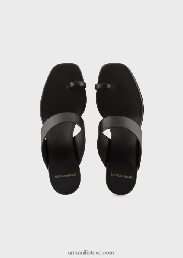 moterys juodas Armani Nappa odos basutės su laminuotu kulnu 02482X528