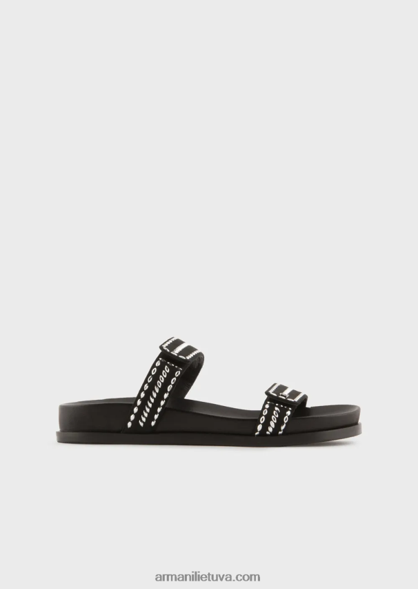 moterys juodas Armani ea logotipu dygliuoti dvijuostės basutės 02482X537