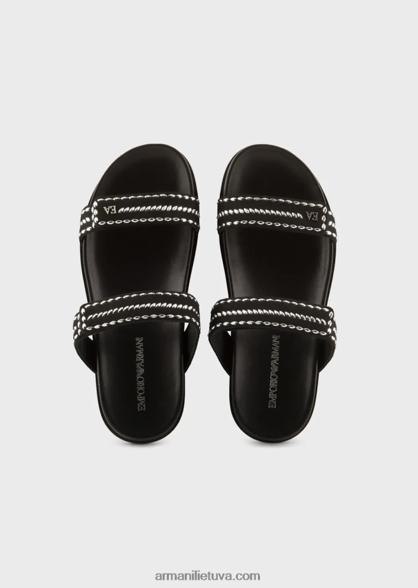 moterys juodas Armani ea logotipu dygliuoti dvijuostės basutės 02482X537