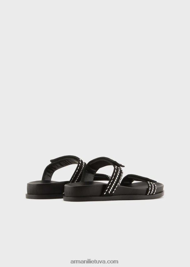 moterys juodas Armani ea logotipu dygliuoti dvijuostės basutės 02482X537