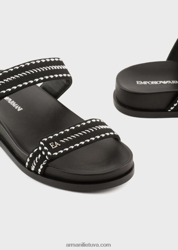 moterys juodas Armani ea logotipu dygliuoti dvijuostės basutės 02482X537