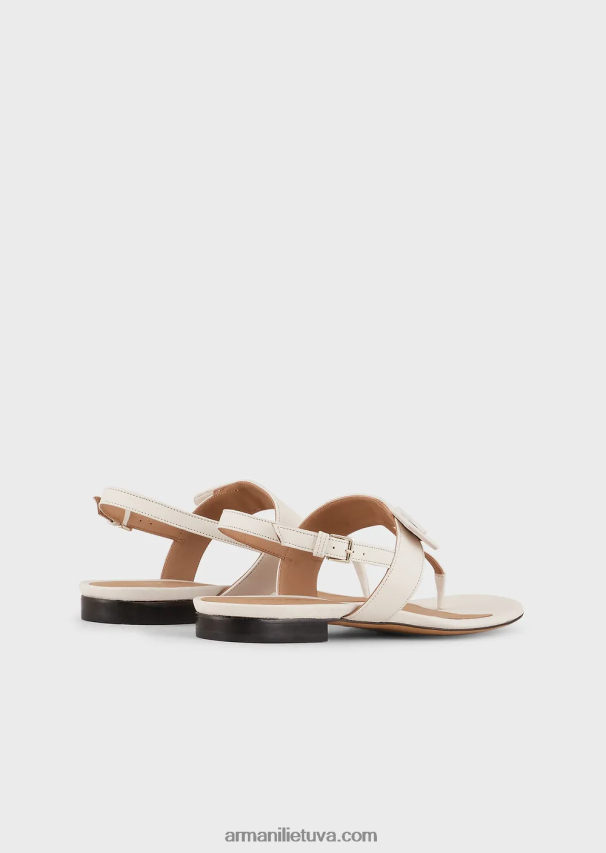 moterys pieno baltumo Armani Nappa odiniai flip-flop sandalai su ea logotipu 02482X533