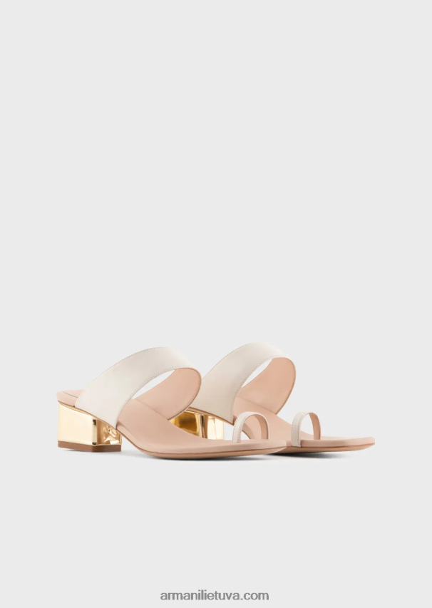 moterys pieno baltumo Armani Nappa odos basutės su laminuotu kulnu 02482X529