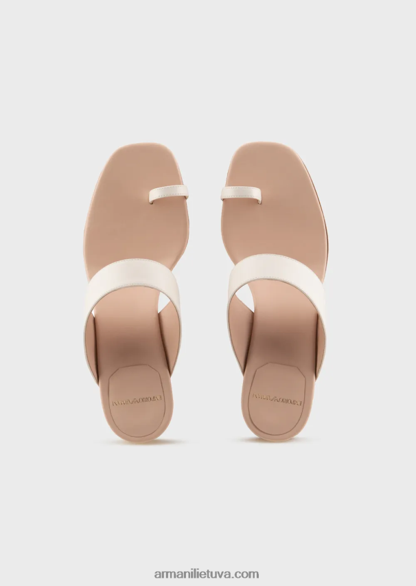 moterys pieno baltumo Armani Nappa odos basutės su laminuotu kulnu 02482X529