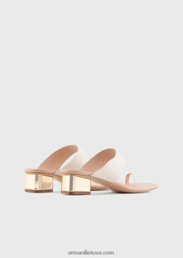 moterys pieno baltumo Armani Nappa odos basutės su laminuotu kulnu 02482X529