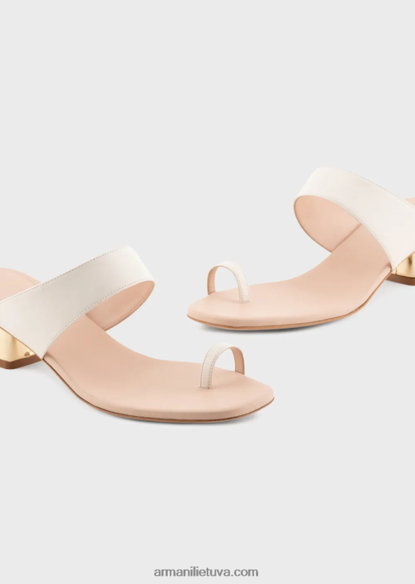 moterys pieno baltumo Armani Nappa odos basutės su laminuotu kulnu 02482X529