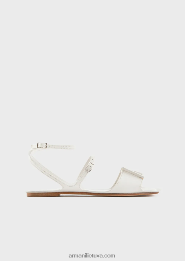 moterys pieno baltumo Armani odiniai dvigubi dirželiai sandalai 02482X531