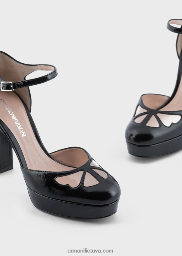 moterys baltas Armani lakuotos odos platforminiai lauko batai 02482X505