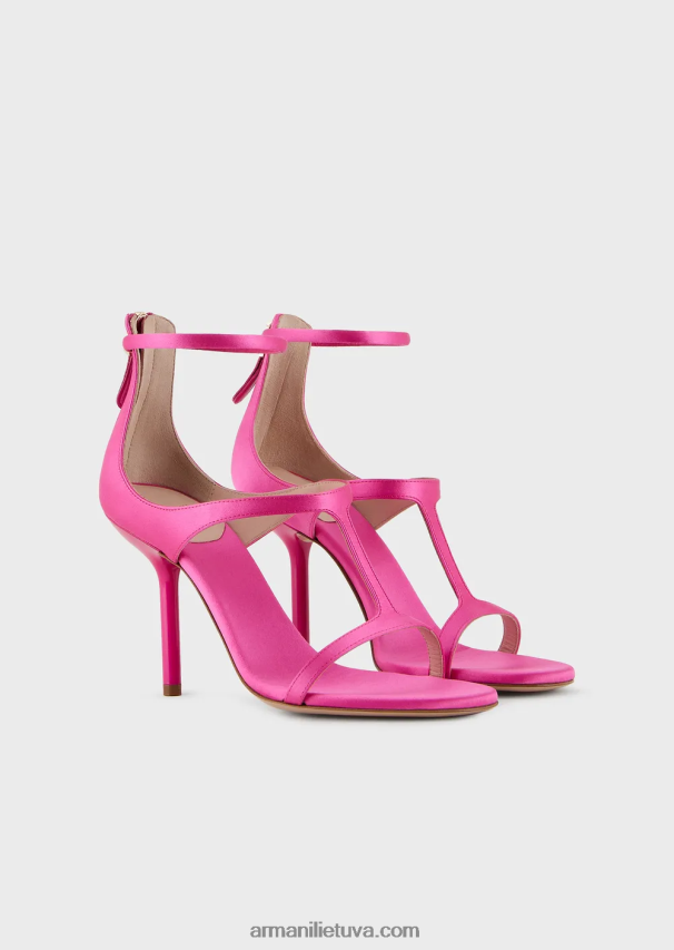 moterys fuksija Armani satino t-sandalai su aukštakulniais 02482X520