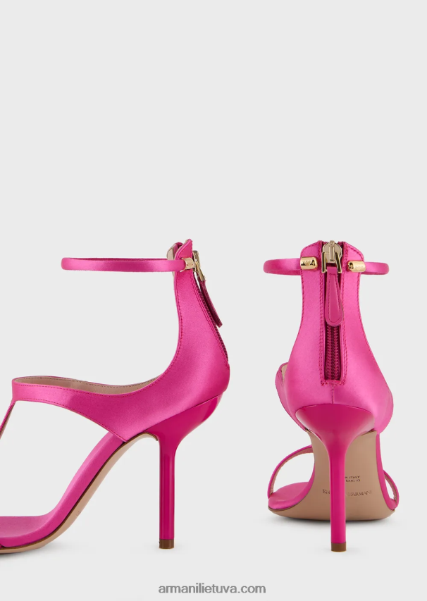 moterys fuksija Armani satino t-sandalai su aukštakulniais 02482X520