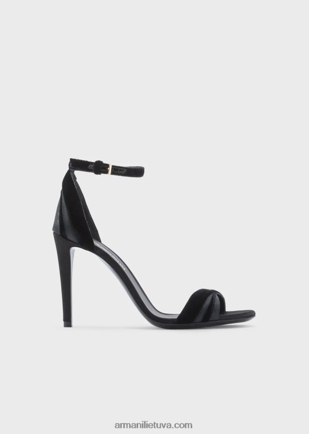moterys juodas Armani aksominės ir atlasinės basutės su kulnais 02482X524