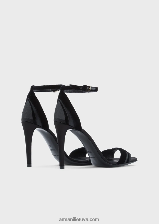 moterys juodas Armani aksominės ir atlasinės basutės su kulnais 02482X524