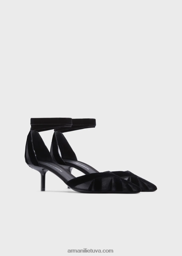 moterys juodas Armani aksominiai ir atlasiniai d\'orsay lauko batai 02482X507