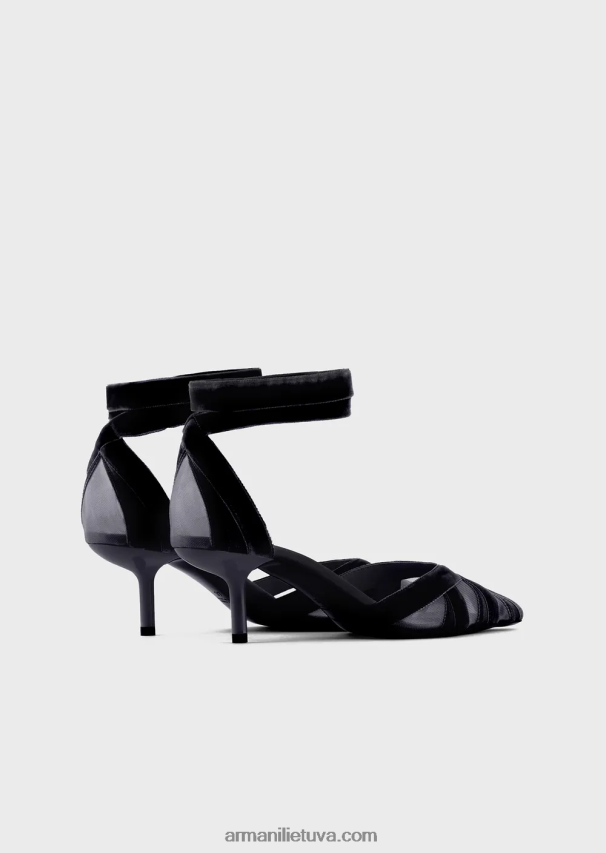 moterys juodas Armani aksominiai ir atlasiniai d\'orsay lauko batai 02482X507