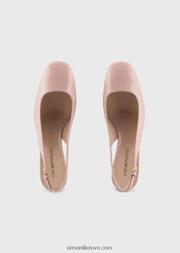 moterys rožinis Armani lakuotos odos slingback lauko batai 02482X519
